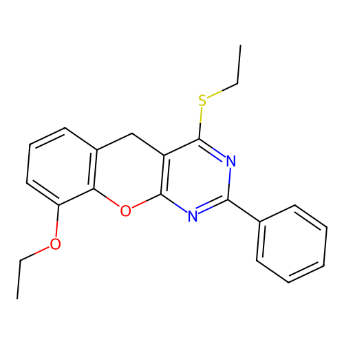 9-ethoxy-4-ethylsulfanyl-2-phenyl-5H-chromeno[2,3-d]pyrimidine structure