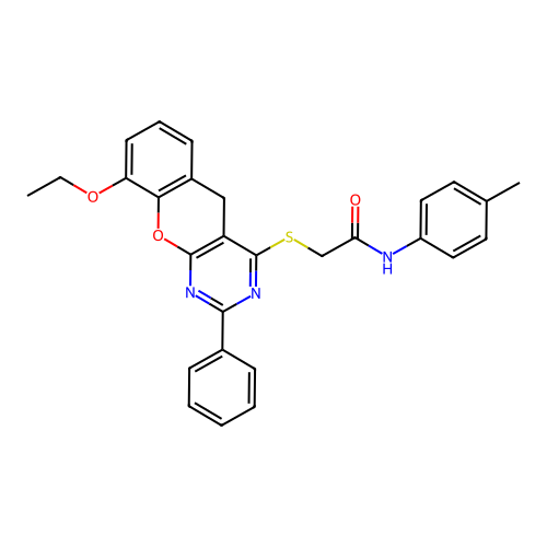 2-({9-ETHOXY-2-PHENYL-5H-CHROMENO[2,3-D]PYRIMIDIN-4-YL}SULFANYL)-N-(4-METHYLPHENYL)ACETAMIDE structure