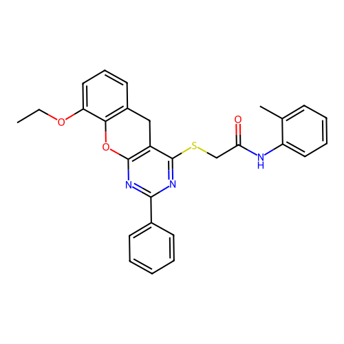 2-({9-ETHOXY-2-PHENYL-5H-CHROMENO[2,3-D]PYRIMIDIN-4-YL}SULFANYL)-N-(2-METHYLPHENYL)ACETAMIDE structure
