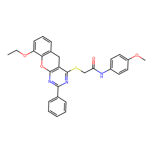 2-({9-ETHOXY-2-PHENYL-5H-CHROMENO[2,3-D]PYRIMIDIN-4-YL}SULFANYL)-N-(4-METHOXYPHENYL)ACETAMIDE structure