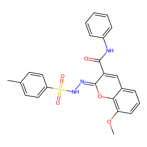 (Z)-8-methoxy-N-phenyl-2-(2-tosylhydrazono)-2H-chromene-3-carboxamide structure