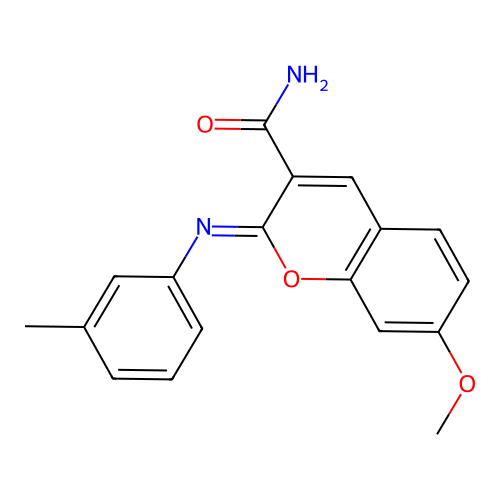 7-Methoxy-2-(3-methylphenyl)iminochromene-3-carboxamide structure
