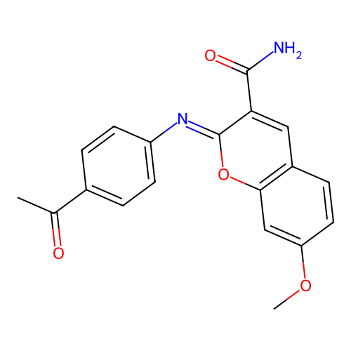 2-(4-Acetylphenyl)imino-7-methoxychromene-3-carboxamide structure