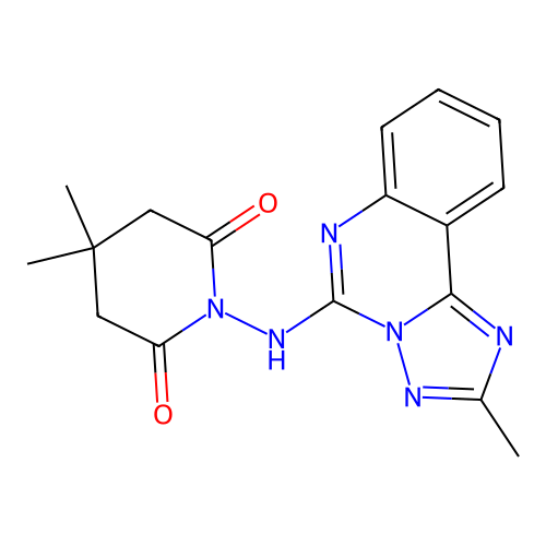 4,4-dimethyl-1-({2-methyl-[1,2,4]triazolo[1,5-c]quinazolin-5-yl}amino)piperidine-2,6-dione structure
