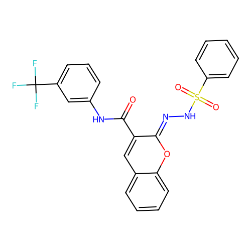 (2Z)-2-(benzenesulfonamidoimino)-N-[3-(trifluoromethyl)phenyl]-2H-chromene-3-carboxamide structure