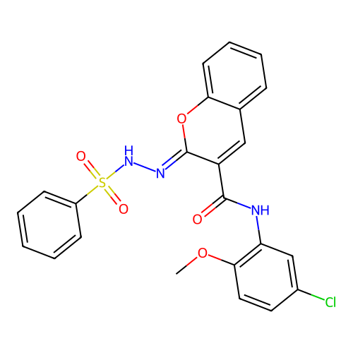 (2Z)-2-(benzenesulfonamidoimino)-N-(5-chloro-2-methoxyphenyl)-2H-chromene-3-carboxamide structure