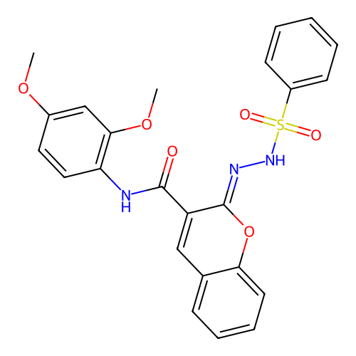 (2Z)-2-(benzenesulfonamidoimino)-N-(2,4-dimethoxyphenyl)-2H-chromene-3-carboxamide structure