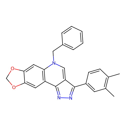 5-benzyl-3-(3,4-dimethylphenyl)-5H-[1,3]dioxolo[4,5-g]pyrazolo[4,3-c]quinoline structure