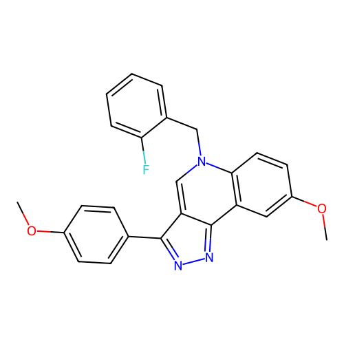 5-(2-fluorobenzyl)-8-methoxy-3-(4-methoxyphenyl)-5H-pyrazolo[4,3-c]quinoline structure