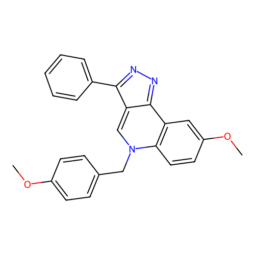 8-Methoxy-5-[(4-methoxyphenyl)methyl]-3-phenylpyrazolo[4,3-c]quinoline structure