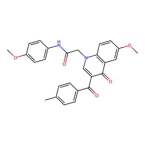 2-[6-methoxy-3-(4-methylbenzoyl)-4-oxo-1,4-dihydroquinolin-1-yl]-N-(4-methoxyphenyl)acetamide structure