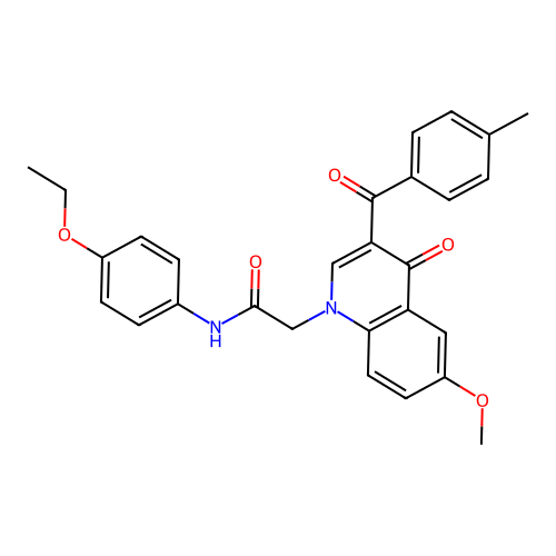 N-(4-ethoxyphenyl)-2-[6-methoxy-3-(4-methylbenzoyl)-4-oxo-1,4-dihydroquinolin-1-yl]acetamide structure