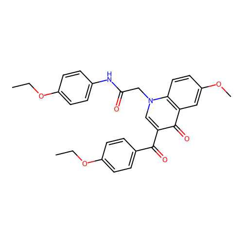2-[3-(4-ethoxybenzoyl)-6-methoxy-4-oxoquinolin-1-yl]-N-(4-ethoxyphenyl)acetamide structure