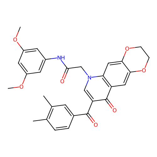 N-(3,5-dimethoxyphenyl)-2-[8-(3,4-dimethylbenzoyl)-9-oxo-2H,3H,6H,9H-[1,4]dioxino[2,3-g]quinolin-6-yl]acetamide structure