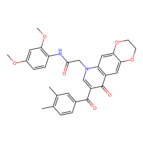 N-(2,4-dimethoxyphenyl)-2-[8-(3,4-dimethylbenzoyl)-9-oxo-2H,3H,6H,9H-[1,4]dioxino[2,3-g]quinolin-6-yl]acetamide structure