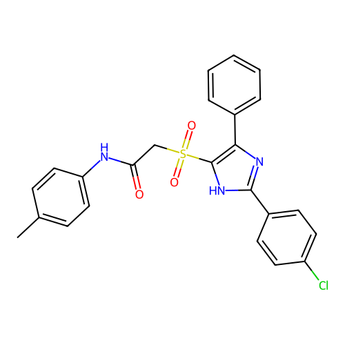 2-((2-(4-chlorophenyl)-5-phenyl-1H-imidazol-4-yl)sulfonyl)-N-(p-tolyl)acetamide structure