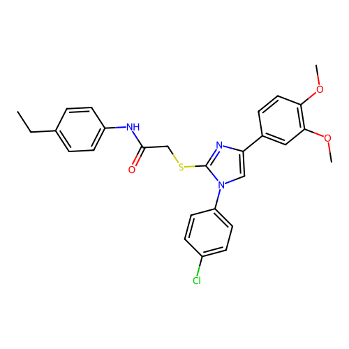 2-{[1-(4-chlorophenyl)-4-(3,4-dimethoxyphenyl)-1H-imidazol-2-yl]sulfanyl}-N-(4-ethylphenyl)acetamide structure