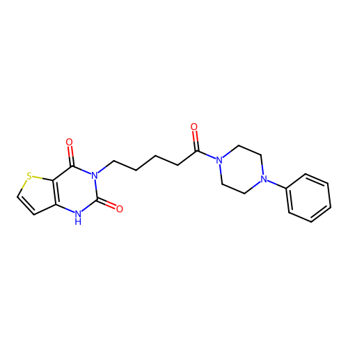 3-[5-oxo-5-(4-phenylpiperazin-1-yl)pentyl]-1H-thieno[3,2-d]pyrimidine-2,4-dione structure