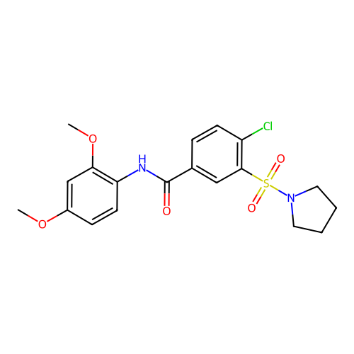 4-chloro-N-(2,4-dimethoxyphenyl)-3-(pyrrolidin-1-ylsulfonyl)benzamide structure