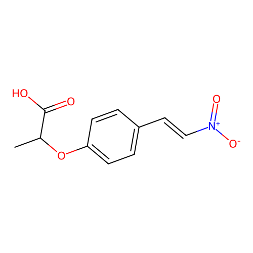 2-{4-[(E)-2-nitroethenyl]phenoxy}propanoic acid structure