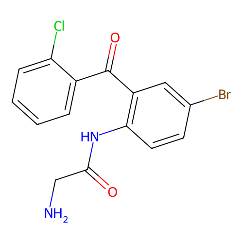 2-amino-N-[4-bromo-2-(2-chlorobenzoyl)phenyl]acetamide structure