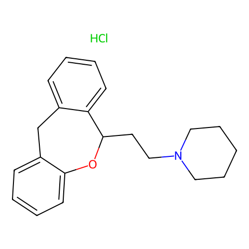 (+-)-1-(2-(6,11-Dihydrodibenz(b,e)oxepin-6-yl)ethyl)piperidine hydrochloride structure