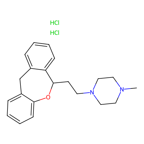 (+-)-1-(2-(6,11-Dihydrodibenz(b,e)oxepin-6-yl)ethyl)-4-methylpiperazine dihydrochloride structure