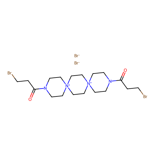 N,N'''-Di-(beta-bromopropionyl)-N,N''-dispirotripiperazinium dibromide structure