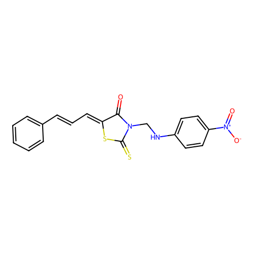 5-Cinnamylidene-3-[(4-nitroanilino)methyl]-2-sulfanylidene-1,3-thiazolidin-4-one structure