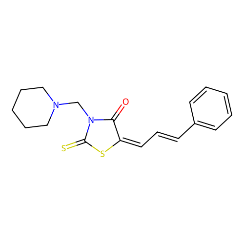 4-Thiazolidinone, 5-(3-phenyl-2-propenylidene)-3-(1-piperidinylmethyl)-2-thioxo- structure