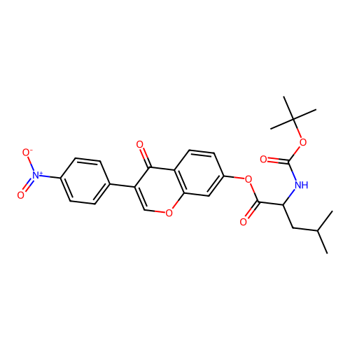 [3-(4-nitrophenyl)-4-oxochromen-7-yl] 4-methyl-2-[(2-methylpropan-2-yl)oxycarbonylamino]pentanoate structure