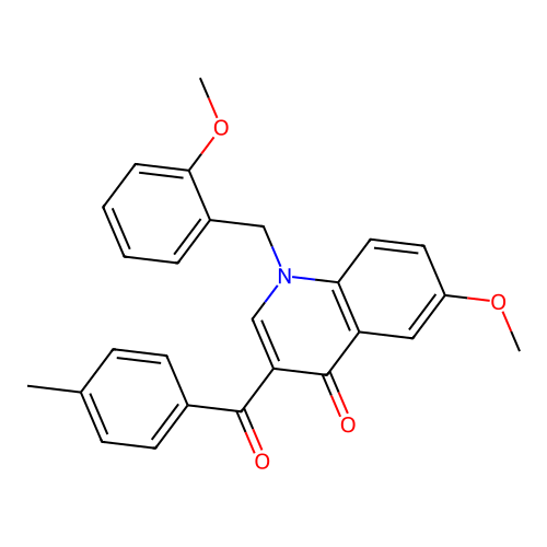 6-Methoxy-1-[(2-methoxyphenyl)methyl]-3-(4-methylbenzoyl)quinolin-4-one structure