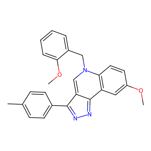 8-methoxy-5-(2-methoxybenzyl)-3-(p-tolyl)-5H-pyrazolo[4,3-c]quinoline structure