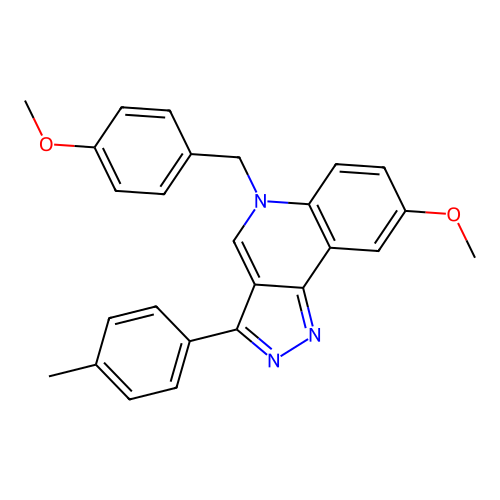8-methoxy-5-(4-methoxybenzyl)-3-(p-tolyl)-5H-pyrazolo[4,3-c]quinoline structure