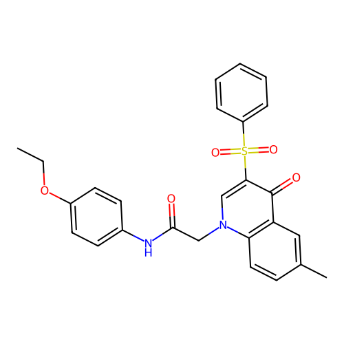 2-[3-(benzenesulfonyl)-6-methyl-4-oxoquinolin-1-yl]-N-(4-ethoxyphenyl)acetamide structure