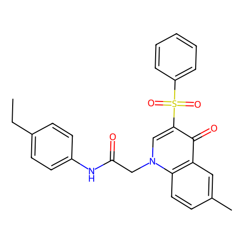 2-[3-(benzenesulfonyl)-6-methyl-4-oxoquinolin-1-yl]-N-(4-ethylphenyl)acetamide structure