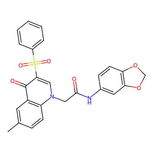 2-[3-(benzenesulfonyl)-6-methyl-4-oxo-1,4-dihydroquinolin-1-yl]-N-(2H-1,3-benzodioxol-5-yl)acetamide structure
