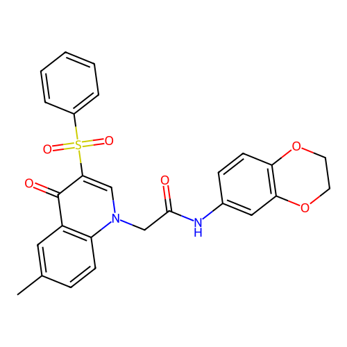 2-[3-(benzenesulfonyl)-6-methyl-4-oxo-1,4-dihydroquinolin-1-yl]-N-(2,3-dihydro-1,4-benzodioxin-6-yl)acetamide structure