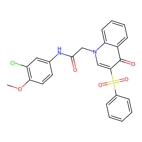 2-[3-(benzenesulfonyl)-4-oxoquinolin-1-yl]-N-(3-chloro-4-methoxyphenyl)acetamide structure