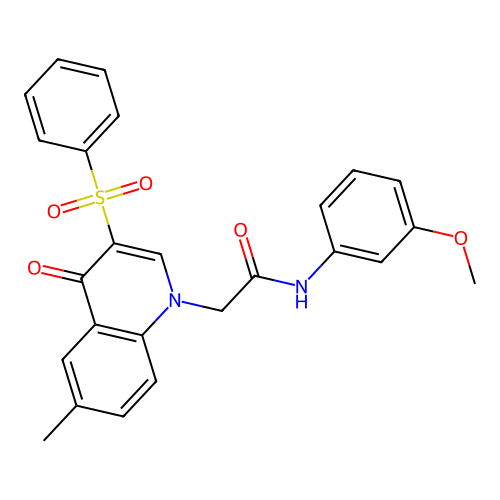 2-[3-(benzenesulfonyl)-6-methyl-4-oxo-1,4-dihydroquinolin-1-yl]-N-(3-methoxyphenyl)acetamide structure