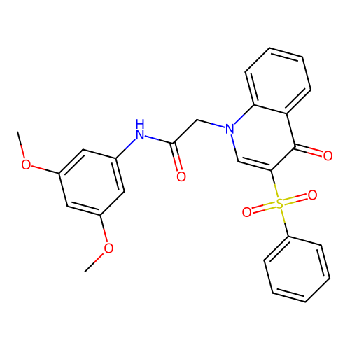 2-[3-(benzenesulfonyl)-4-oxo-1,4-dihydroquinolin-1-yl]-N-(3,5-dimethoxyphenyl)acetamide structure