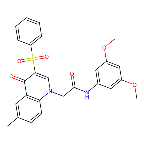 2-[3-(benzenesulfonyl)-6-methyl-4-oxo-1,4-dihydroquinolin-1-yl]-N-(3,5-dimethoxyphenyl)acetamide structure