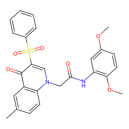 2-[3-(benzenesulfonyl)-6-methyl-4-oxo-1,4-dihydroquinolin-1-yl]-N-(2,5-dimethoxyphenyl)acetamide structure