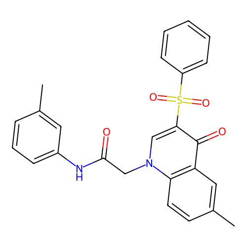 2-[3-(benzenesulfonyl)-6-methyl-4-oxo-1,4-dihydroquinolin-1-yl]-N-(3-methylphenyl)acetamide structure