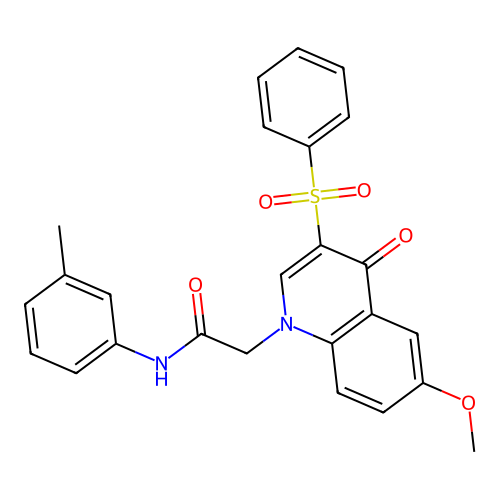 2-[3-(benzenesulfonyl)-6-methoxy-4-oxo-1,4-dihydroquinolin-1-yl]-N-(3-methylphenyl)acetamide structure