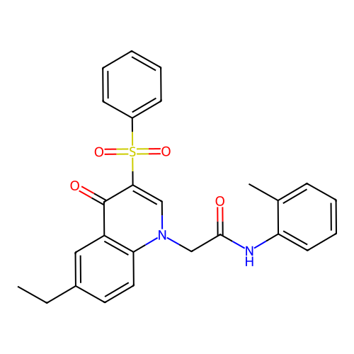 2-[3-(benzenesulfonyl)-6-ethyl-4-oxoquinolin-1-yl]-N-(2-methylphenyl)acetamide structure