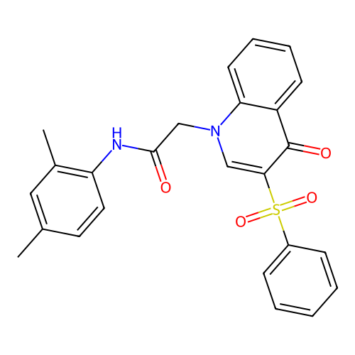 2-[3-(benzenesulfonyl)-4-oxo-1,4-dihydroquinolin-1-yl]-N-(2,4-dimethylphenyl)acetamide structure