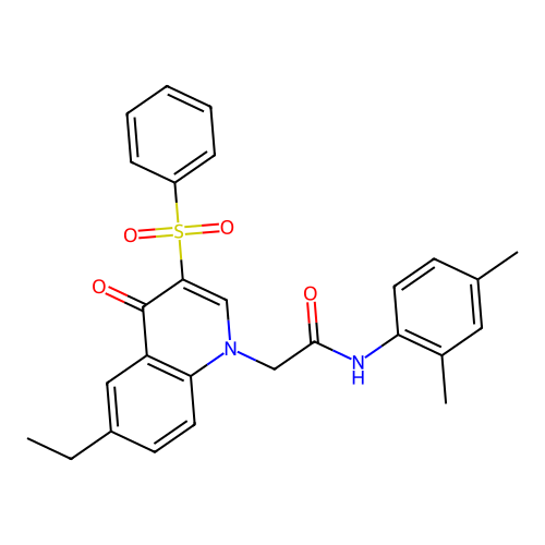 2-[3-(benzenesulfonyl)-6-ethyl-4-oxo-1,4-dihydroquinolin-1-yl]-N-(2,4-dimethylphenyl)acetamide structure