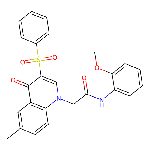 2-[3-(benzenesulfonyl)-6-methyl-4-oxo-1,4-dihydroquinolin-1-yl]-N-(2-methoxyphenyl)acetamide structure