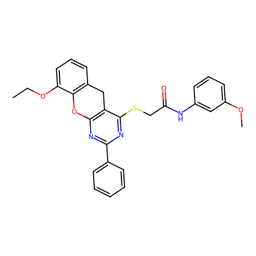 2-({9-ETHOXY-2-PHENYL-5H-CHROMENO[2,3-D]PYRIMIDIN-4-YL}SULFANYL)-N-(3-METHOXYPHENYL)ACETAMIDE structure